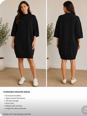 COS Black Oversized Midi Sweater Dress